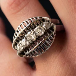 Bague diamants or blanc vintage