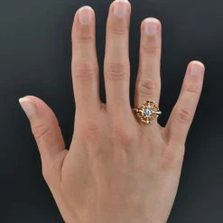 Bague diamants ors jaune et blanc arabesques grand modèle