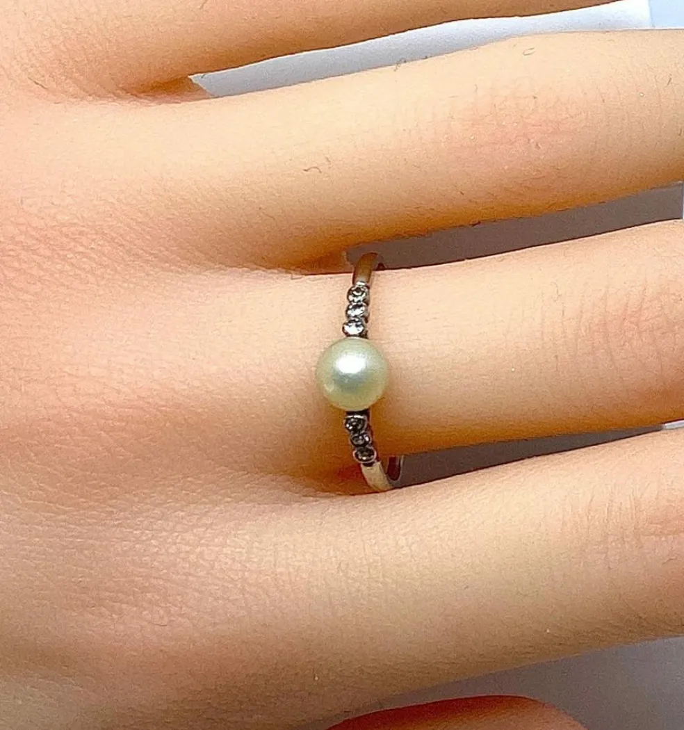 Bague Diamants Perle fine