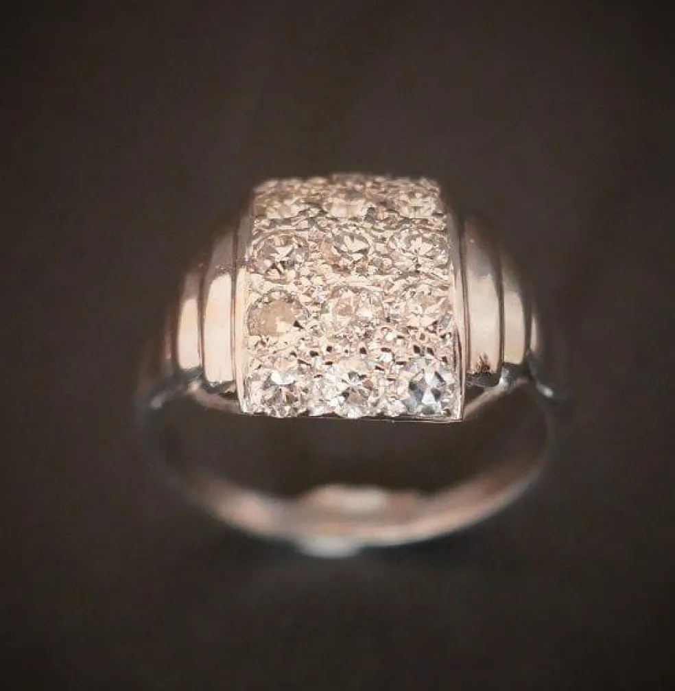 Bague Diamants, Platine Et Or Blanc