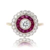 Bague diamants rubis calibrés style Art Déco