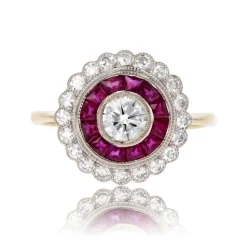 Bague diamants rubis calibrés style Art Déco