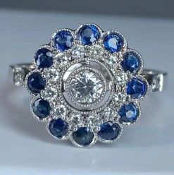 Bague diamants, saphir