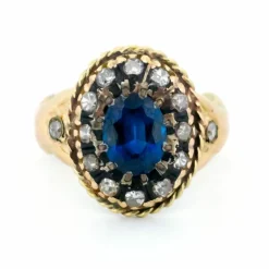 Bague diamants, saphir
