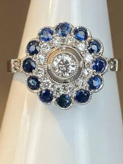 Bague diamants, saphir