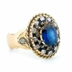Bague diamants, saphir