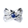 Bague diamants saphir or blanc