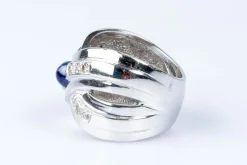 Bague diamants saphir or blanc