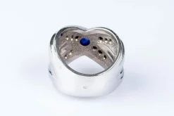 Bague diamants saphir or blanc