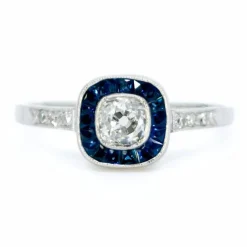 Bague Diamants, Saphirs, Platine