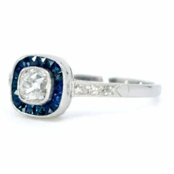 Bague Diamants, Saphirs, Platine