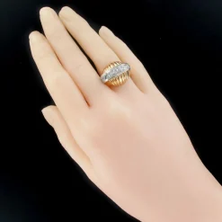 Bague diamants vintage à godrons