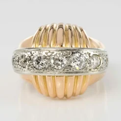 Bague diamants vintage à godrons