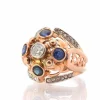 Bague dôme 1950 diamants et saphirs en or