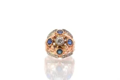 Bague dôme 1950 diamants et saphirs en or