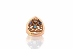 Bague dôme 1950 diamants et saphirs en or