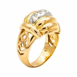 Bague Dôme 5 Diamants Style Art Déco