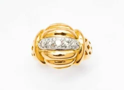 Bague Dôme 5 Diamants Style Art Déco