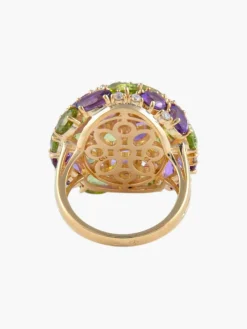 Bague Dôme Améthyste Péridots Diamants