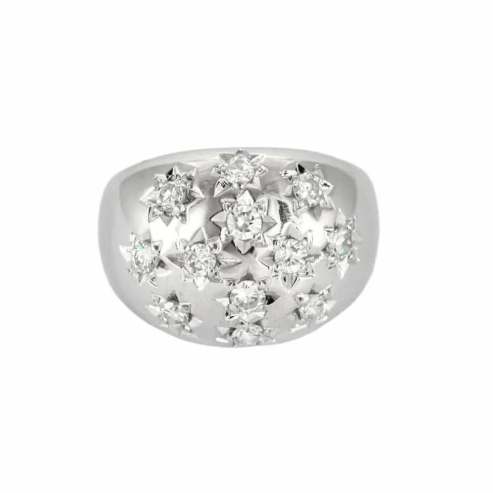 Bague Dôme Constellation Or Blanc et Diamants