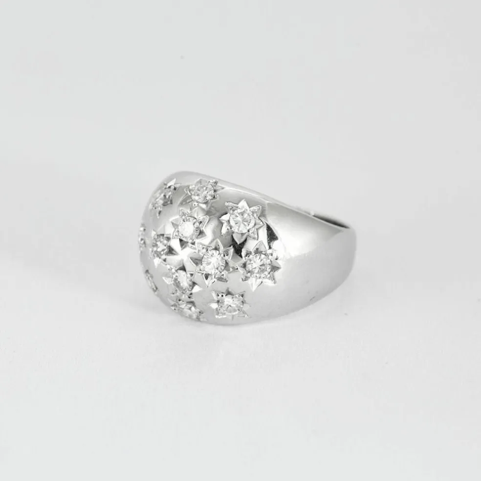 Bague Dôme Constellation Or Blanc et Diamants