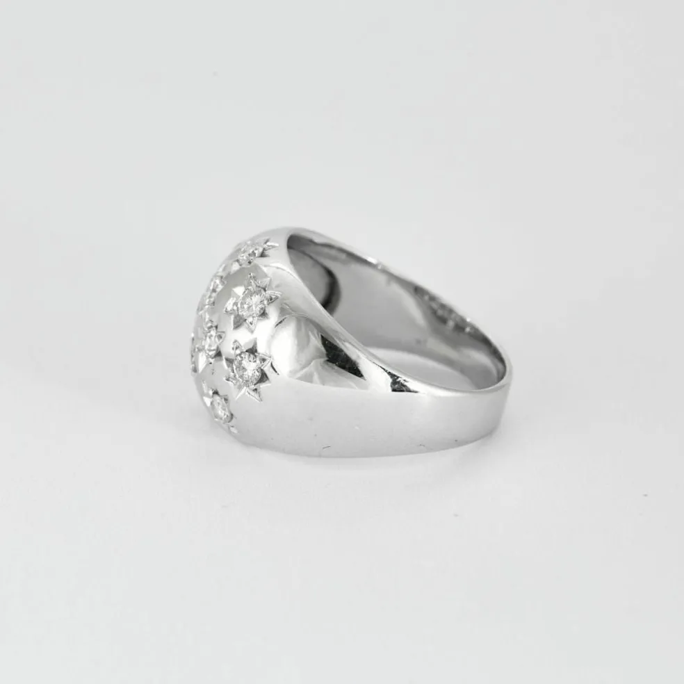 Bague Dôme Constellation Or Blanc et Diamants