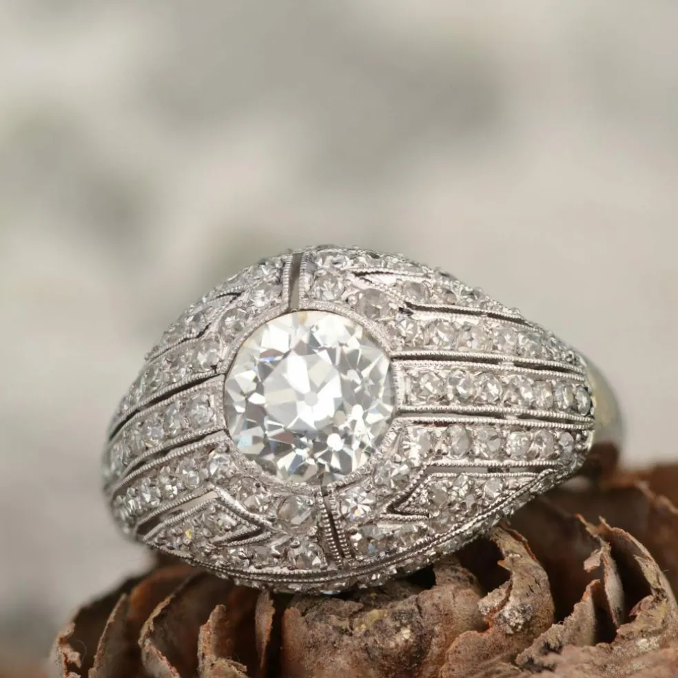 Bague dôme diamants ancienne