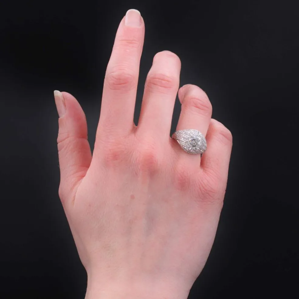 Bague dôme diamants ancienne