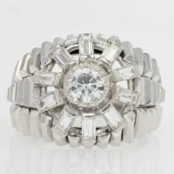 Bague dôme diamants baguettes