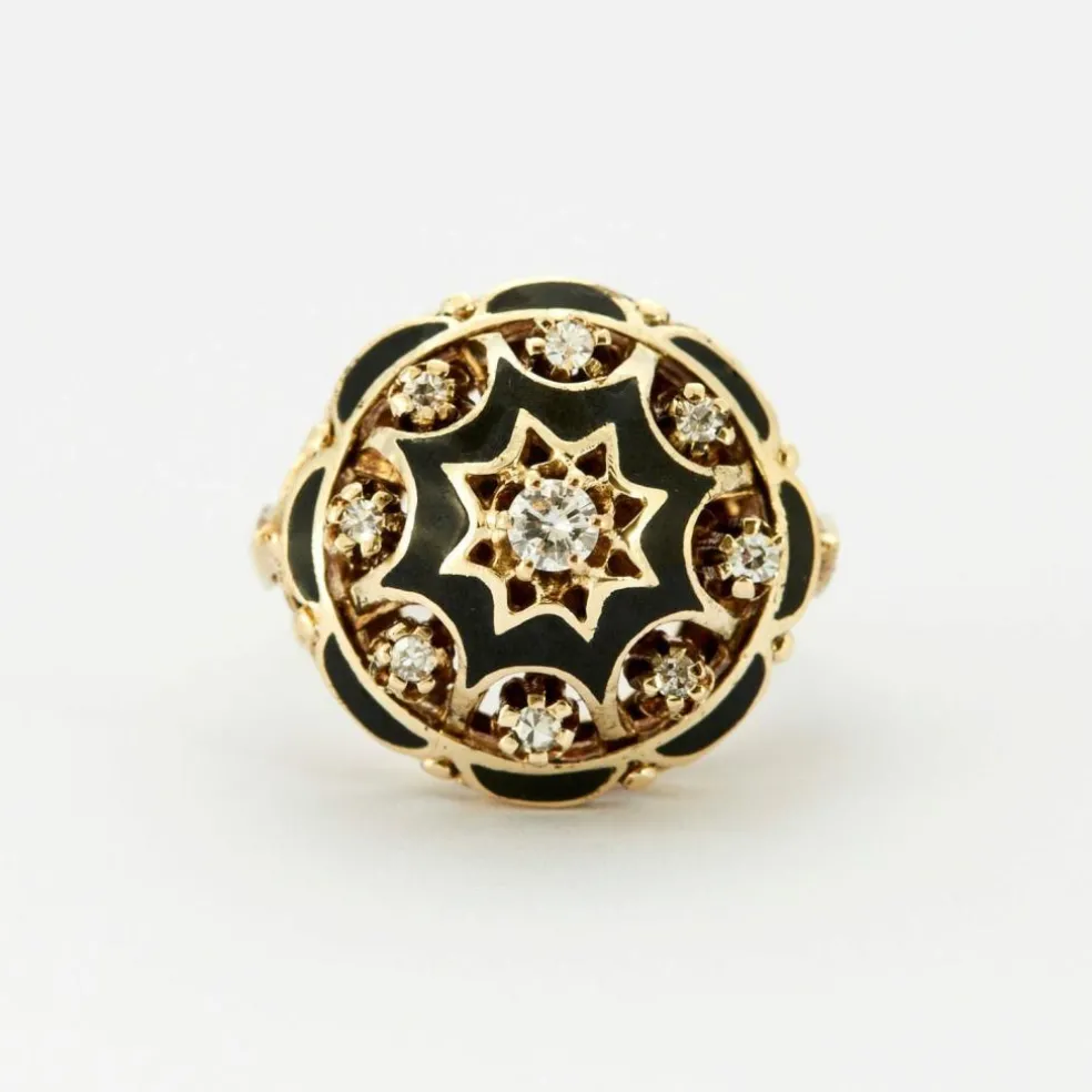 Bague Dôme Diamants Email