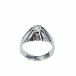 Bague Dôme en Or Blanc avec Diamant