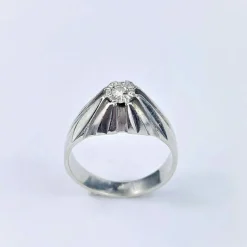 Bague Dôme en Or Blanc avec Diamant