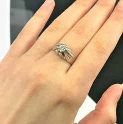 Bague Dôme en Or Blanc avec Diamant