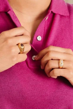 Bague Dôme en or jaune et grenat
