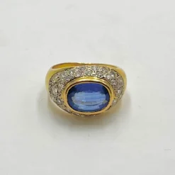 Bague Dôme en or jaune, saphir et diamants