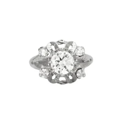Bague dôme en platine, or blanc et diamants