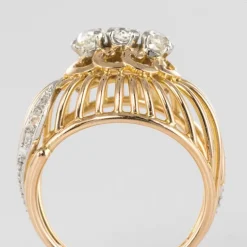 Bague dôme fils d'or et diamants