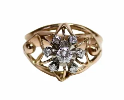 Bague Dôme Marguerite Or Rose Diamants
