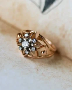 Bague Dôme Marguerite Or Rose Diamants