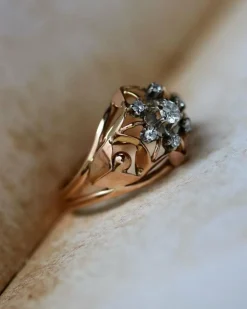Bague Dôme Marguerite Or Rose Diamants