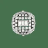 Bague dôme or blanc diamants
