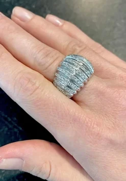 Bague Dôme or blanc diamants