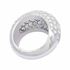 Bague dôme, or blanc, diamants.