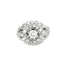 Bague dôme or blanc et diamants