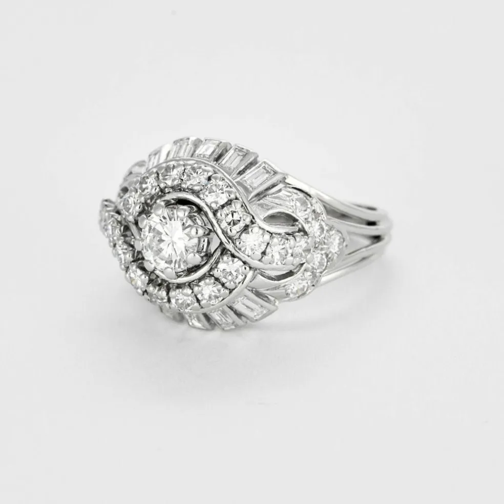 Bague dôme or blanc et diamants