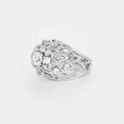 Bague dôme or blanc et diamants