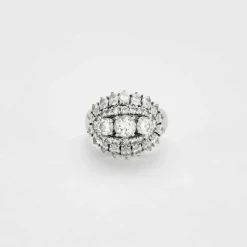 BAGUE DÔME OR BLANC ET DIAMANTS