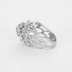Bague dôme or blanc et diamants