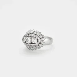 BAGUE DÔME OR BLANC ET DIAMANTS