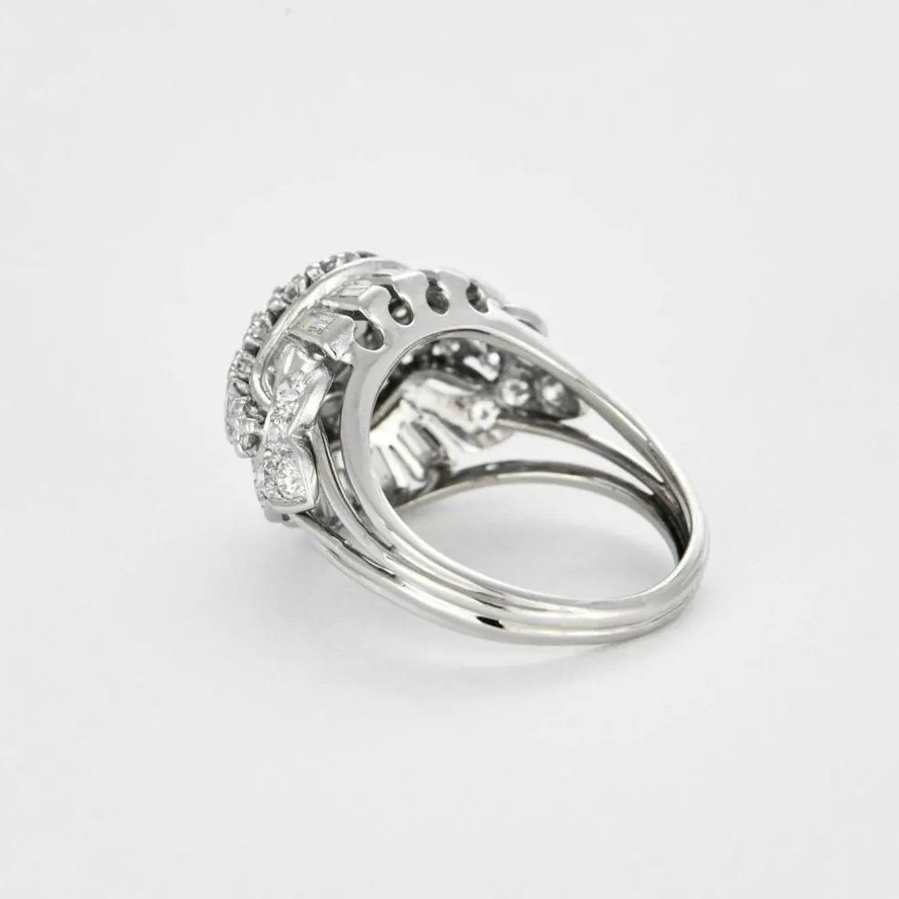 Bague dôme or blanc et diamants